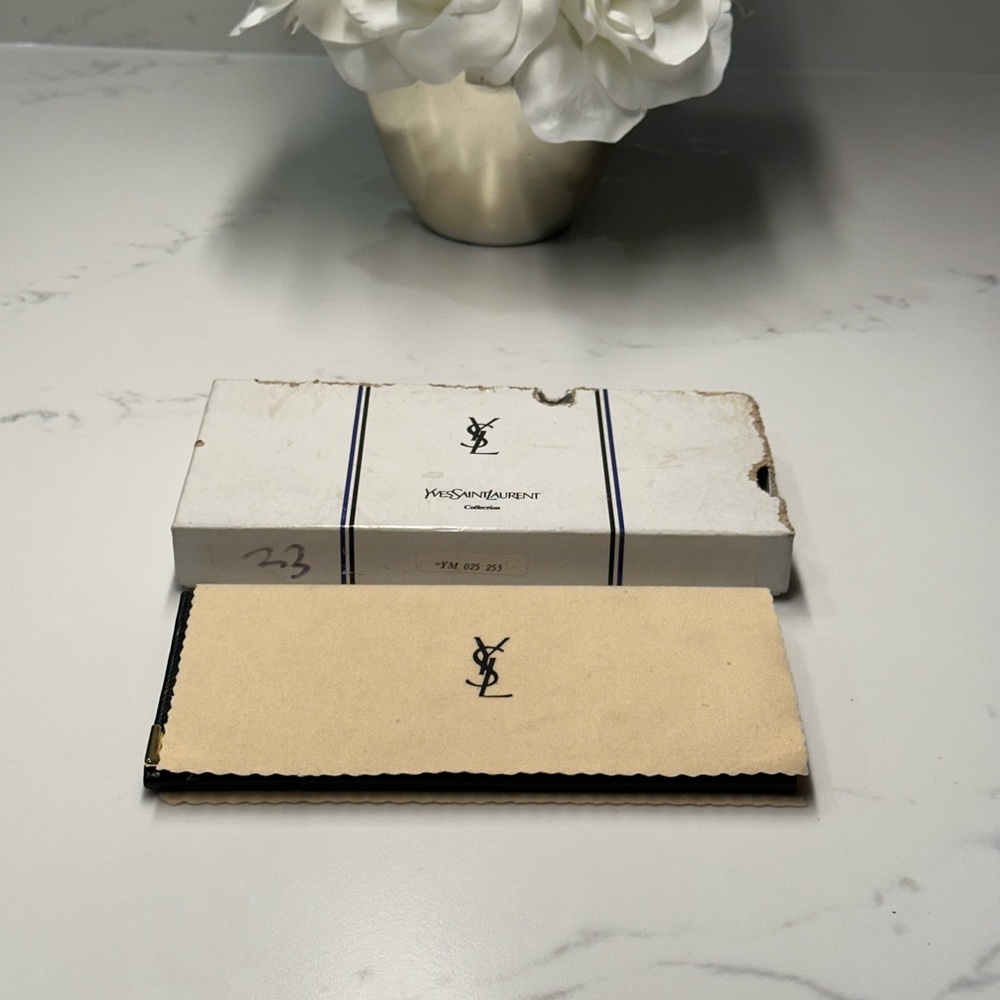 Vintage Yves Saint Laurent YSL Black Leather Cassandra Long Bifold Wallet EUC - Picture 16 of 16